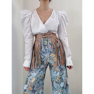 NWT Jason Wu White Wrap Blouse Puffy Sleeves Size S Statement Avant Garde Preppy